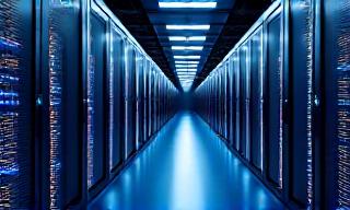 Sicherer Serverraum in kühlen Blautönen